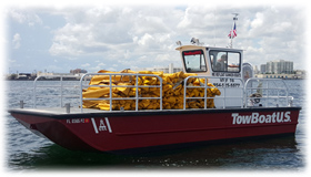 TowBoatU.S. 30' Work Boat in Florida SeaArk Barge.